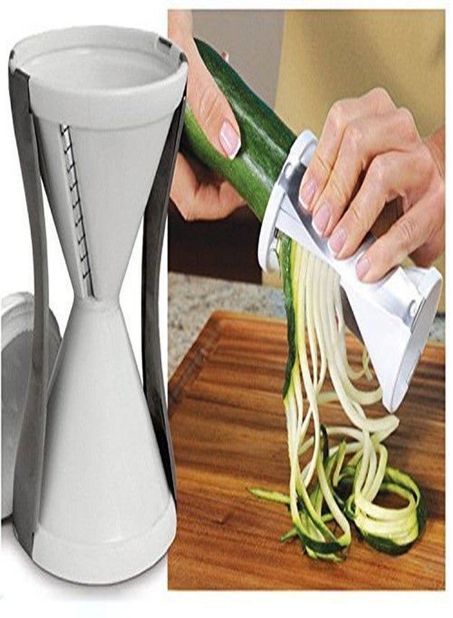 myzon Stainless Steel and ABS Plastic Manual 4-Blade Spiral Spiralizer Vegetable Grater Slicer Salad Cutter Kitchen Cutter - Image 4